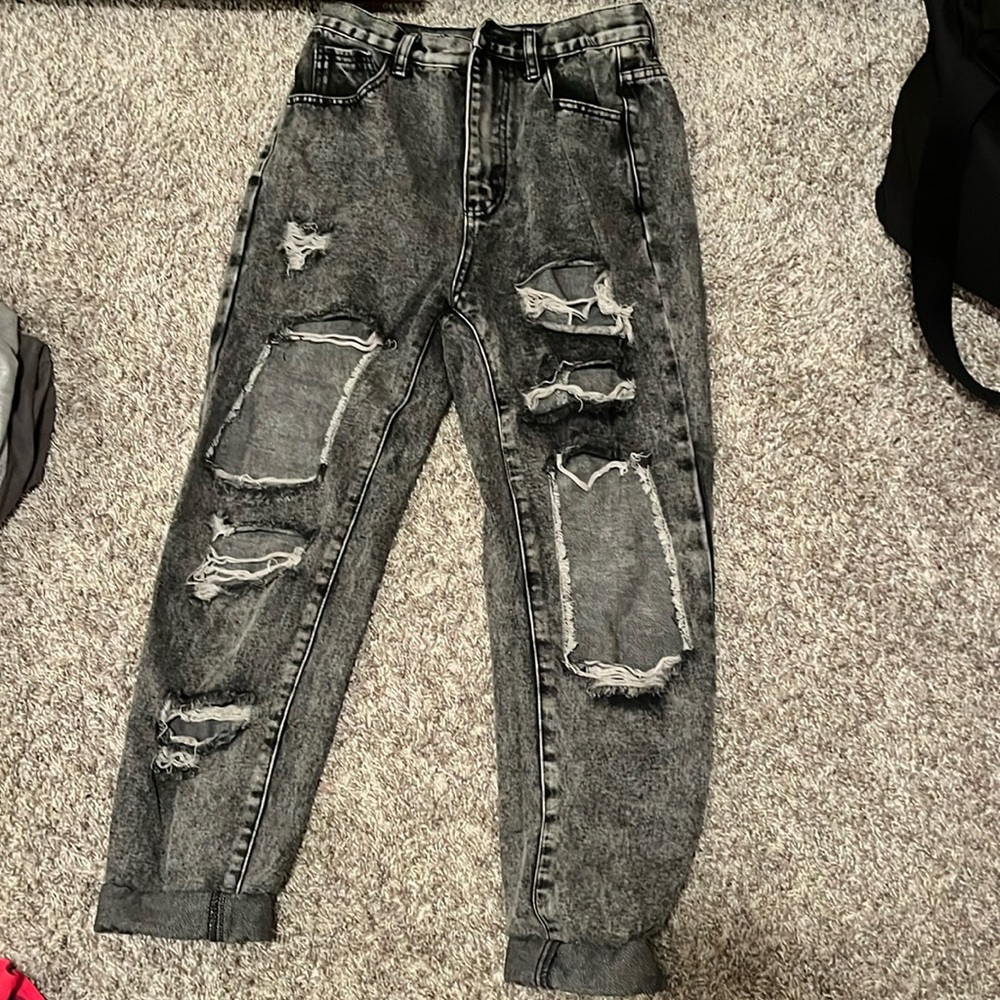 black ripped jeans